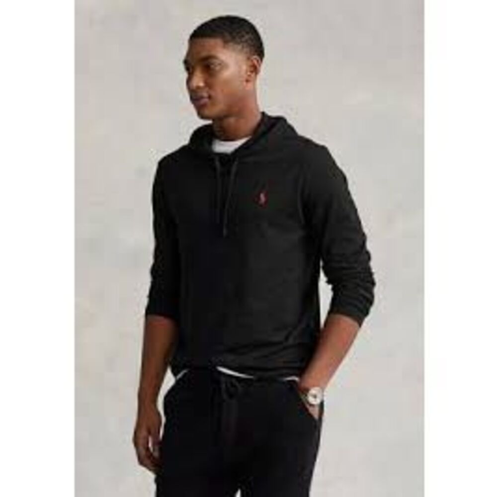 Polo Ralph Lauren Thermal Waffle Knit Hoodie Sz L Black
